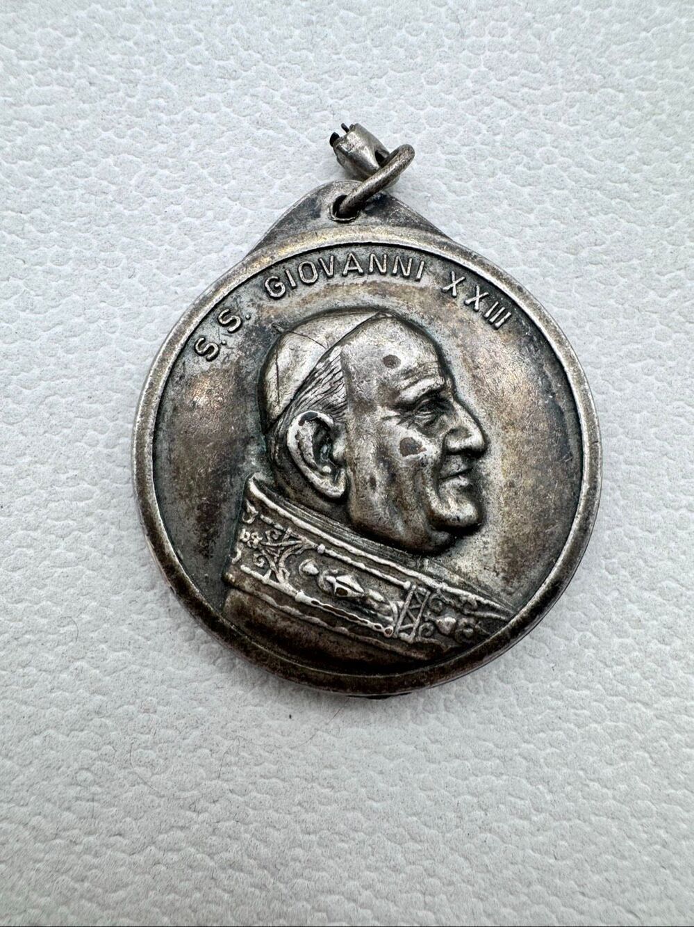 Vintage 925 SS Giovanni Pope John XXIII Madonna of Divine Love Pendant 17.4g